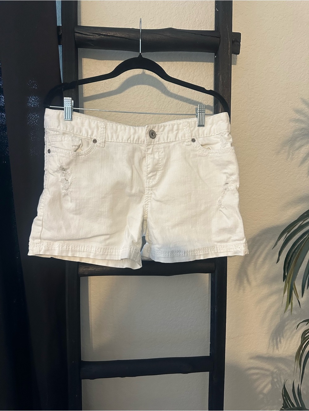 Maurices White Denim Shorts with Subtle Distress